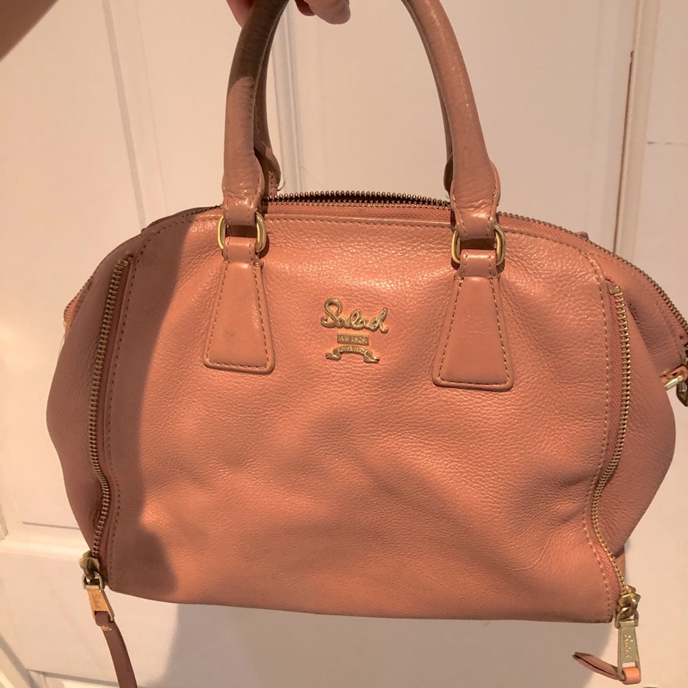 Salad pink leather purse, bag